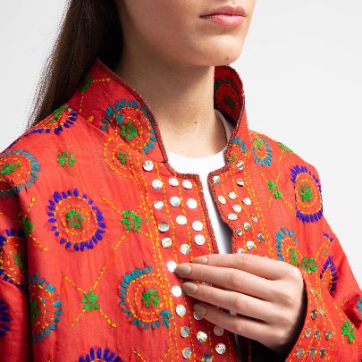 Picture of Red embroidered women's jacket