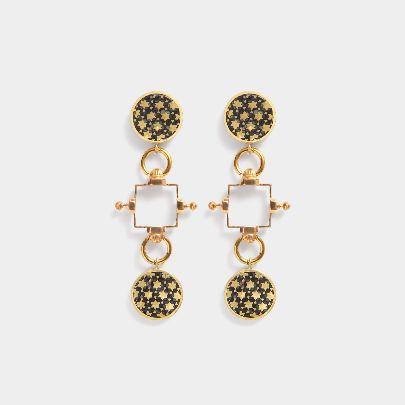 Picture of Women's earrings with brass and golden black (knocker )