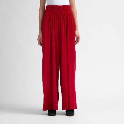 Picture of six-piece velvet top and women's pants ruby red