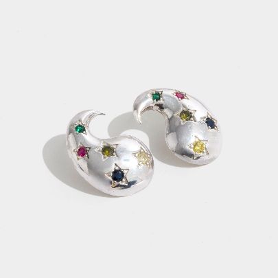 Picture of Silver stud earrings with stones