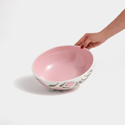 Picture of Pink flower glaze and clay bowl