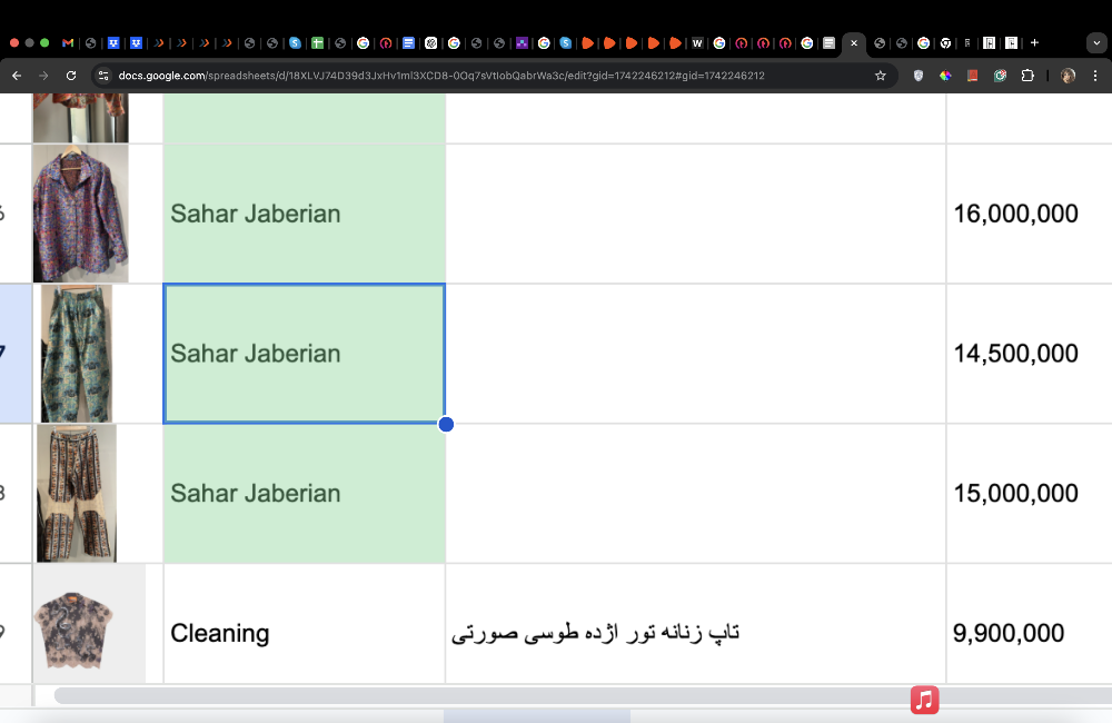 تصویر  کمربند زنانه ترمه نارنجی و آبی 