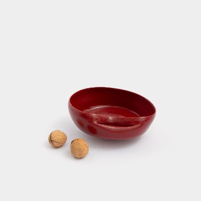 Picture of Big maroon ceramic deformed bowl