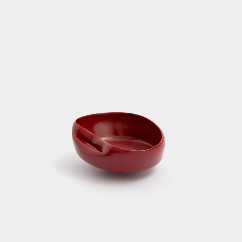 Picture of Big maroon ceramic deformed bowl