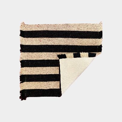 Picture of Natural black and white wool cushion rug