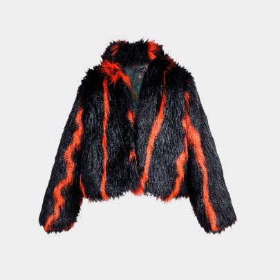 Picture of fur coat black orange way