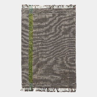 Picture of green black white wool rug Tanas