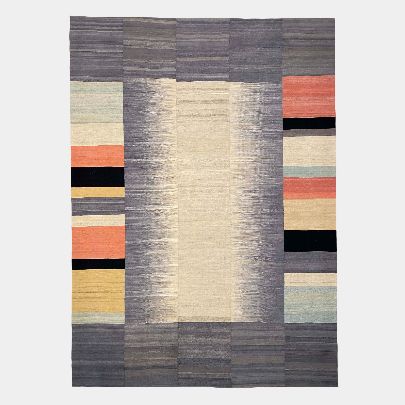 Picture of Alvan Kiasar gray and white wool rug