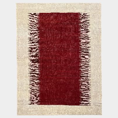 Picture of red and white wool rug tohi