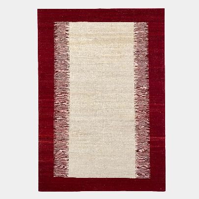 Picture of red and white wool rug tohi