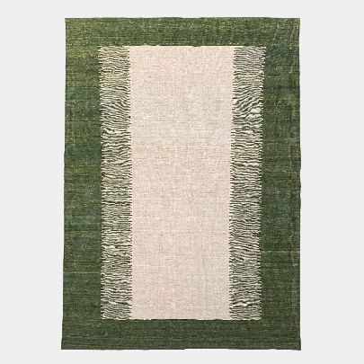 Picture of wool rug green and white tohi