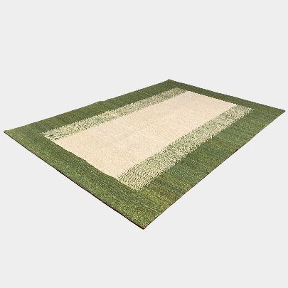 Picture of wool rug green and white tohi