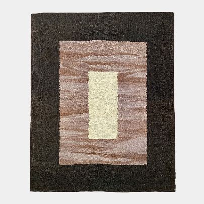 Picture of Black cream wool rug