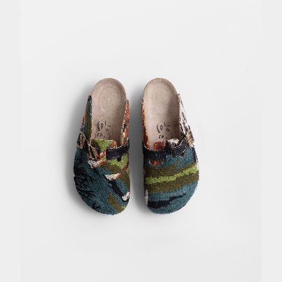 Picture of Indigo green tapestry patterned sandal