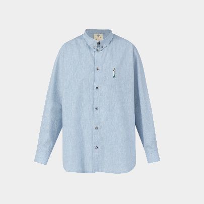 Picture of linen embroidered light blue shirt