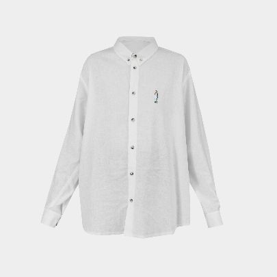 Picture of linen embroidered white shirt