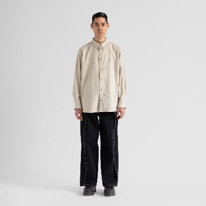 Picture of Cream embroidery linen shirt