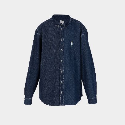 Picture of dark blue embroidered jean shirt