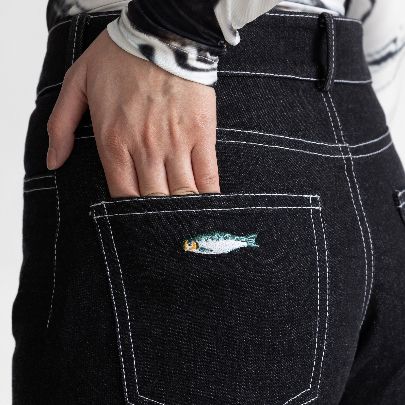 Picture of navy blue fish jeans