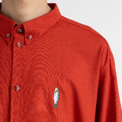 Picture of Red linen Embroidery shirt