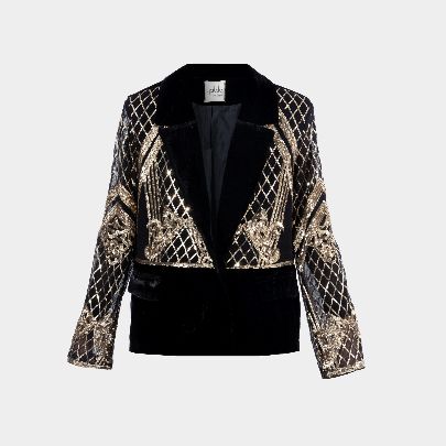 Picture of Golden embroidered velvet coat