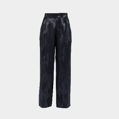 Picture of Black Leopard Print Pleated Pants