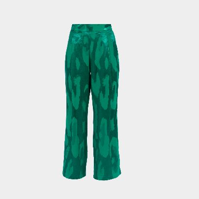 Picture of Green Leopard Print Pleated Pants