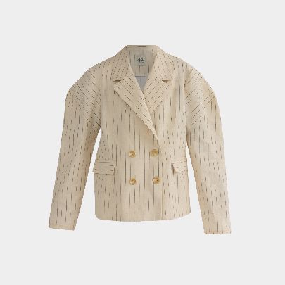 Picture of Striped Linen Coat with Raffia Belt