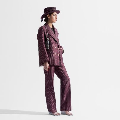 Picture of Four-Button Burgundy Taffeta Suit Set