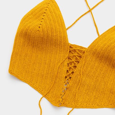 Picture of Hand-knitted Yellow Strappy Top