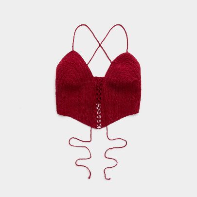 Picture of Hand-knitted Burgundy Strappy Top