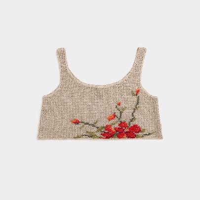 Picture of Hand-knitted Cream Embroidered Top