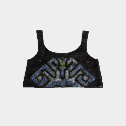 Picture of Hand-knitted Black Embroidered Top