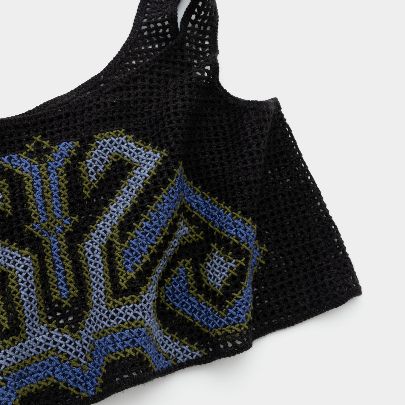 Picture of Hand-knitted Black Embroidered Top