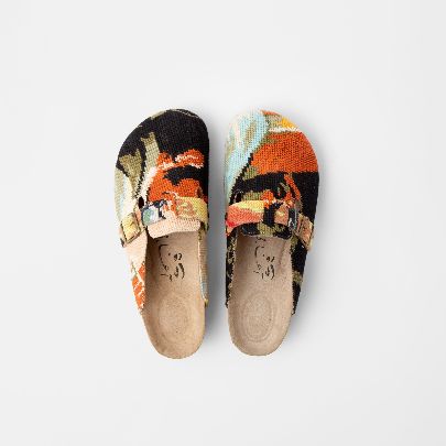 Picture of Orange brown tapestry patterned sandal