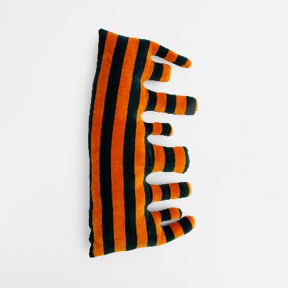 Picture of orange green striped cushion