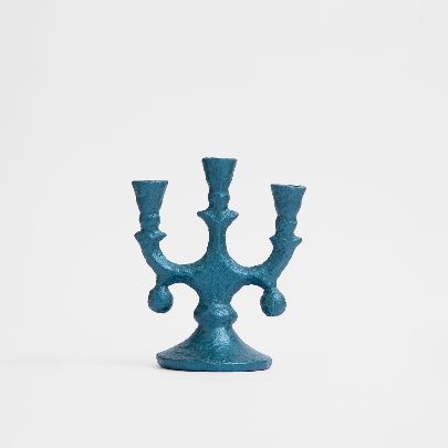 Picture of Blue papier-mâché candlestick