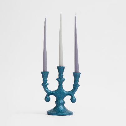 Picture of Blue papier-mâché candlestick