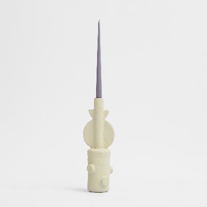 Picture of Cream papier-mâché candlestick