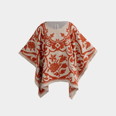 Picture of women's cotton orange cream poncho