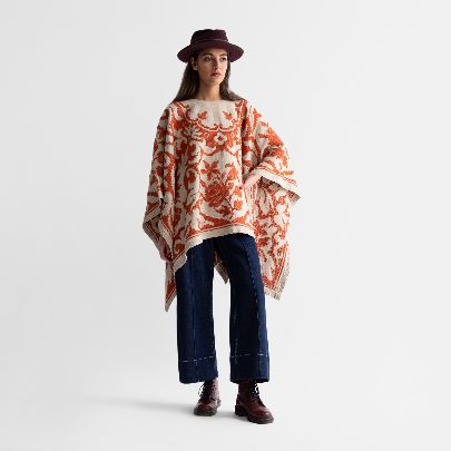 Picture of women's cotton orange cream poncho