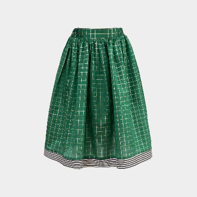 Picture of Green checkered satin women's skirt