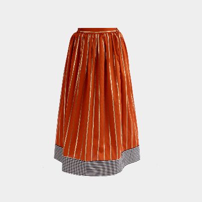 Picture of orange striped satin women's skirt