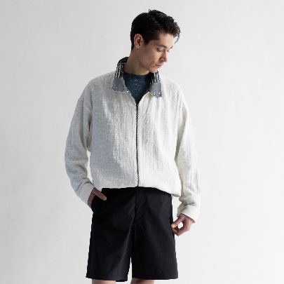 Picture of white linen bomber jacket