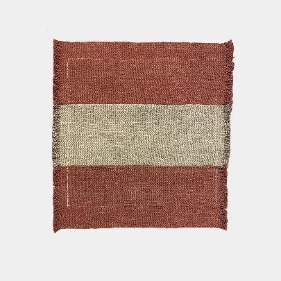 Picture of Brown white wool cushion rug 1