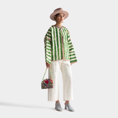 Picture of Green striped coat