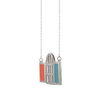 Picture of shamsolemare orange and blue window necklace