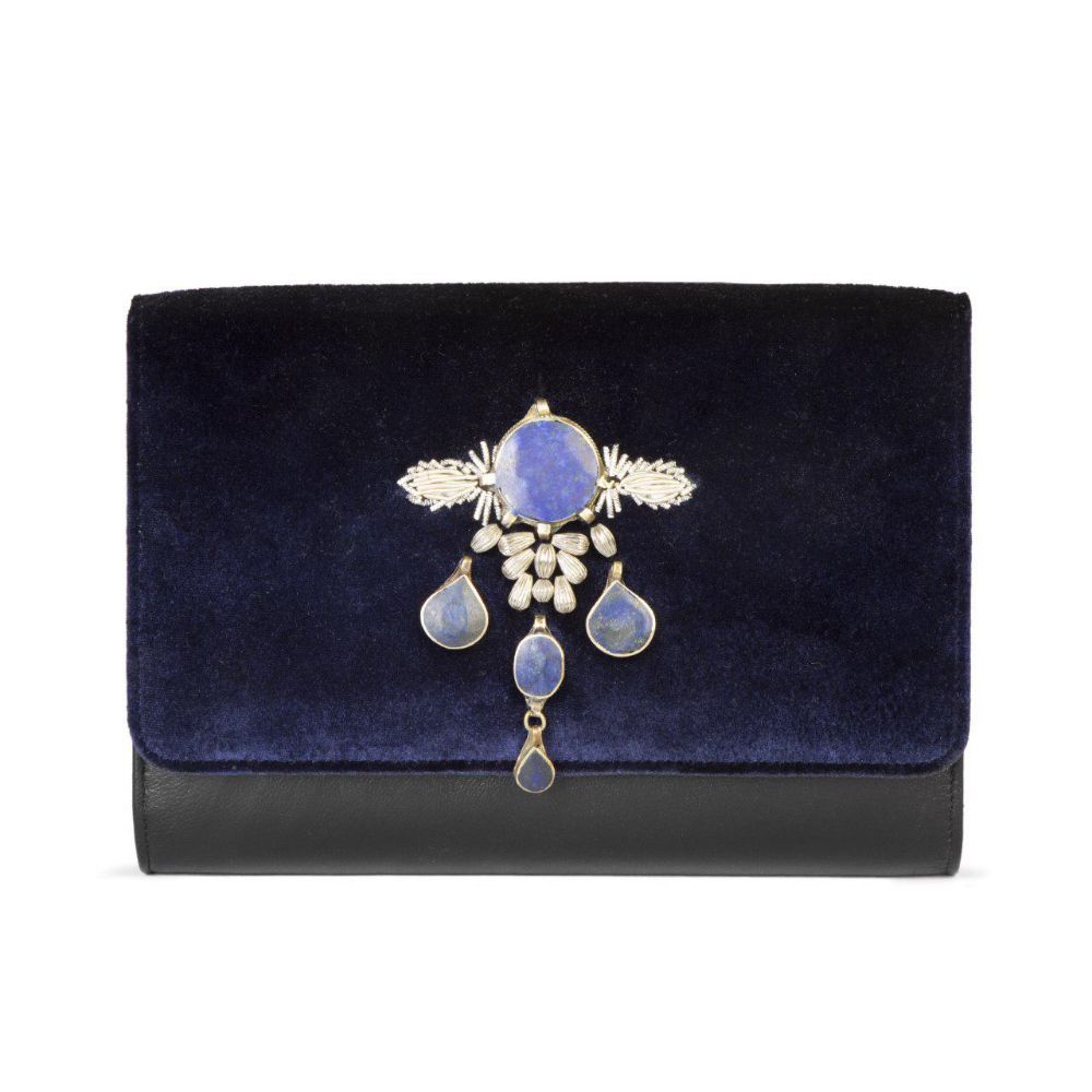 Picture of blue velvet handbag