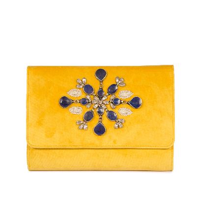 Picture of noorarash yellow velvet hand bag