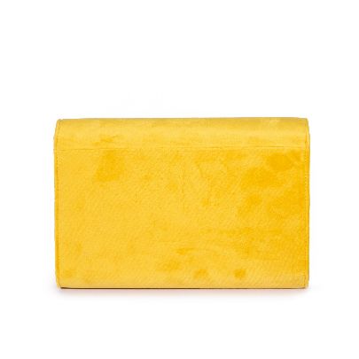 Picture of yellow velvet handbag with stone